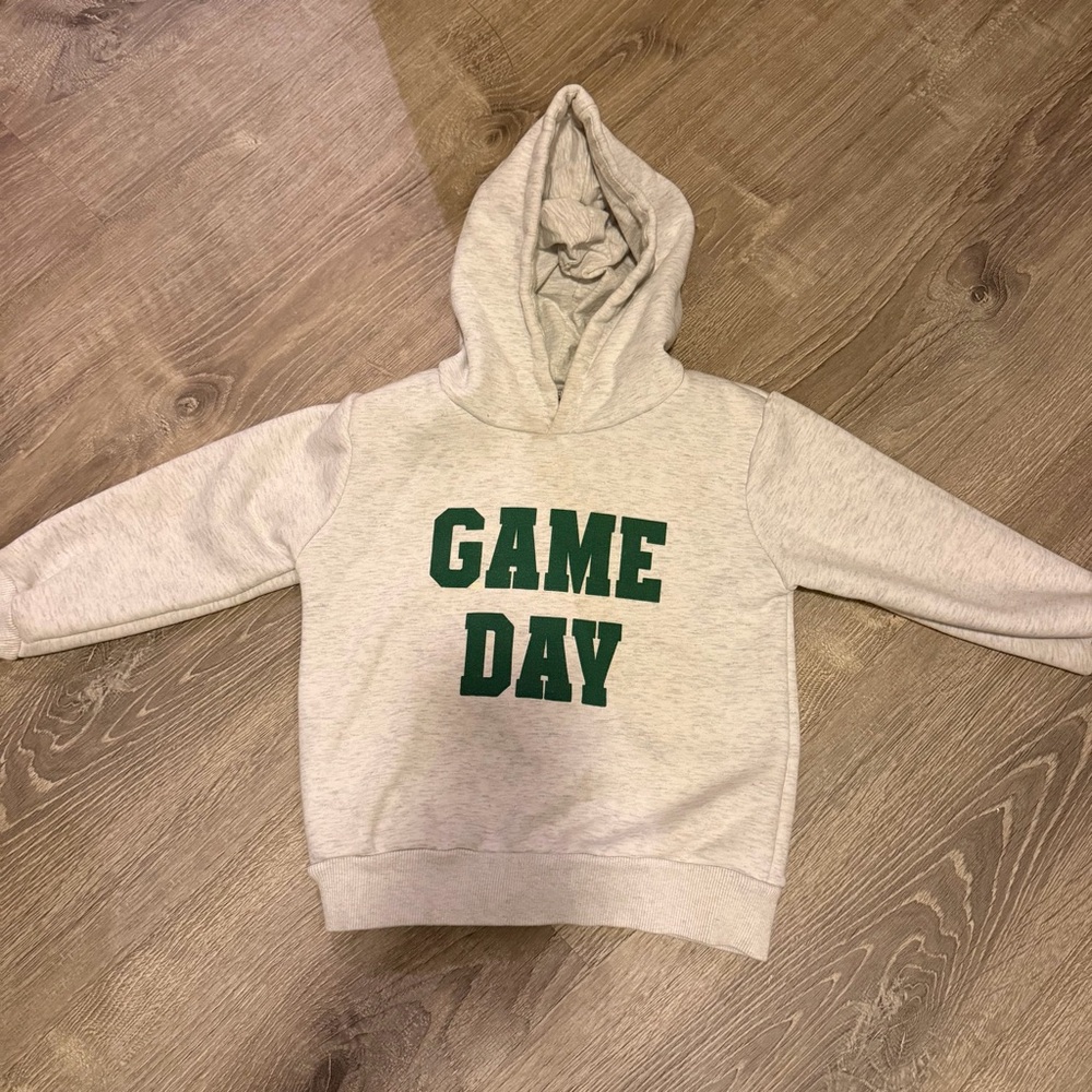 Olive + Scout Gray Hoodie with Green Print